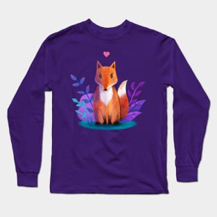 Cute Fox Love Illustration Long Sleeve T-Shirt